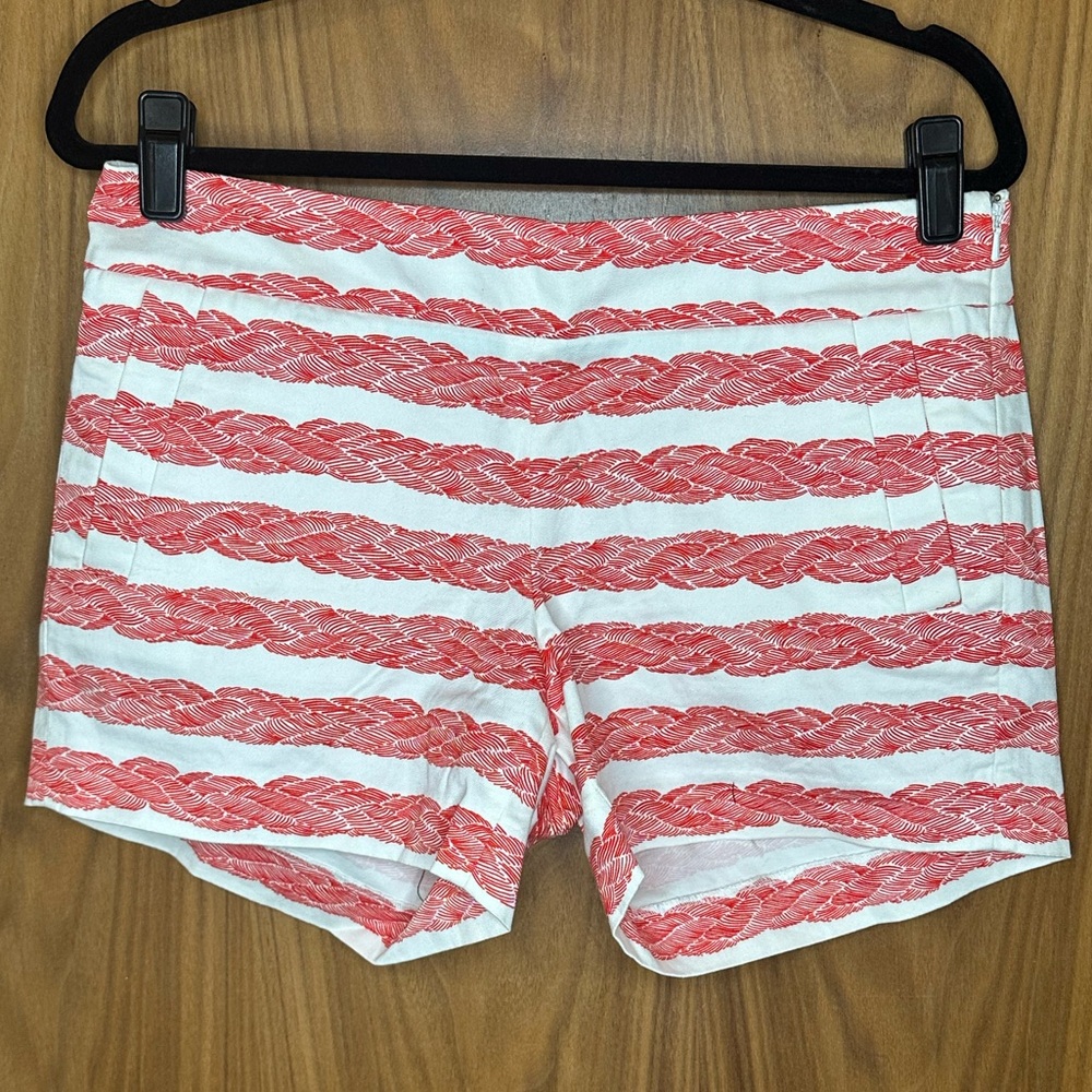 J Crew Nautical Rope Print Shorts - Red & White